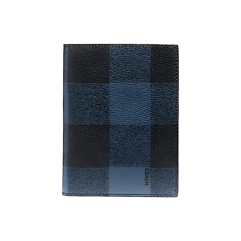 COACH Coated Canvas Passport Holder Unisex Blue/Black Antique Nickel-0