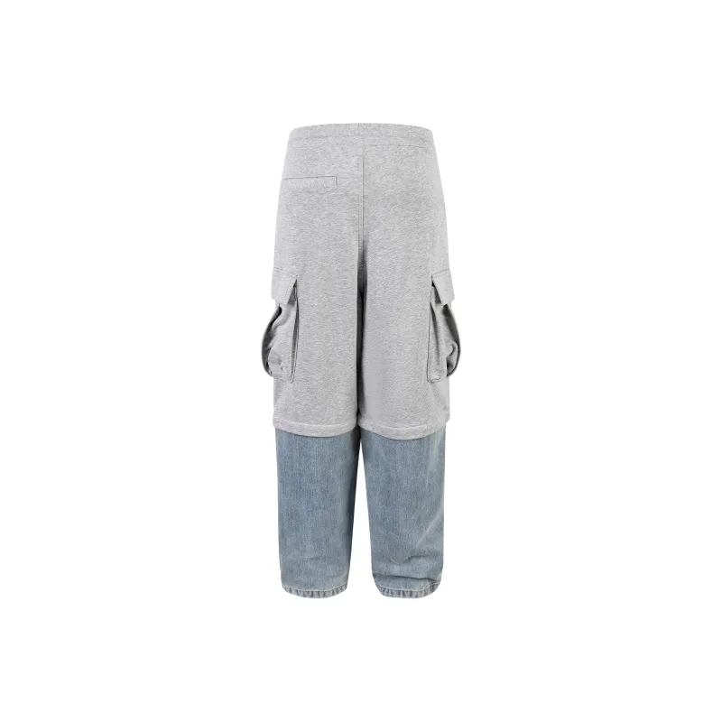 CoosRetro Casual Pants Men Gray & Washed Blue-1
