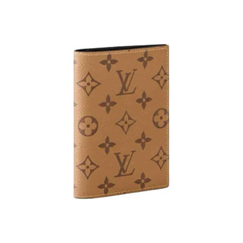 LOUIS VUITTON MONOGRAM REVERSE Coated Canvas Passport Holder Unisex Khaki-1