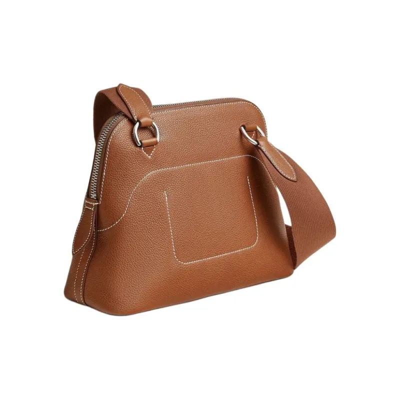 HERMES Bolide Calfskin Crossbody Bag Unisex Light Yellow Umber-1
