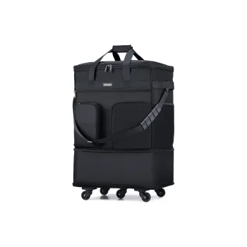 Hanke Fabric Luggage Bag Travel Bag Lightweight Handheld Backpack For Airline Checked And Carry on Baggage Black/Coffee