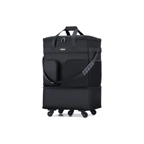 Hanke Fabric Luggage Bag Travel Bag Lightweight Handheld Backpack For Airline Checked And Carry on Baggage Black/Coffee