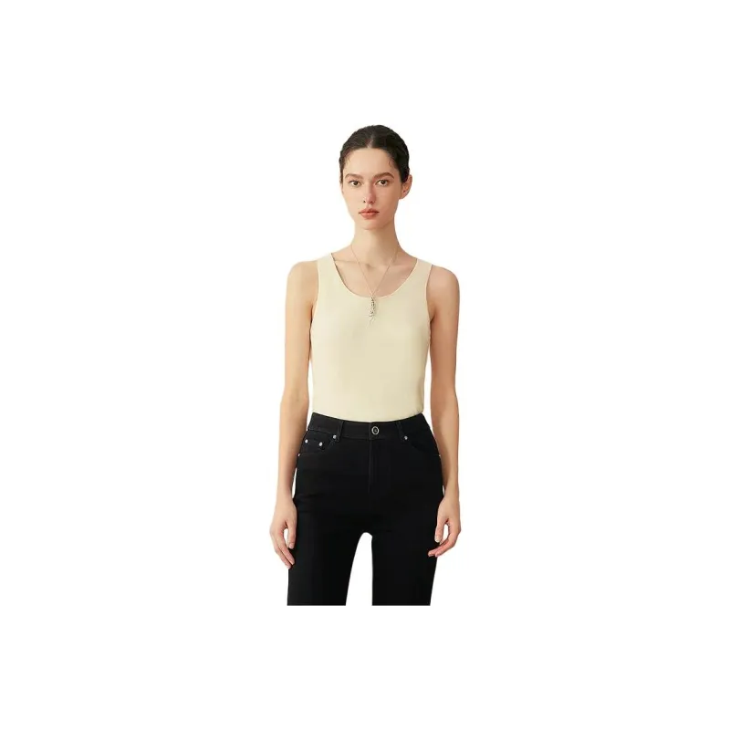 Yiner Tank Tops Women's Light Yellow-0