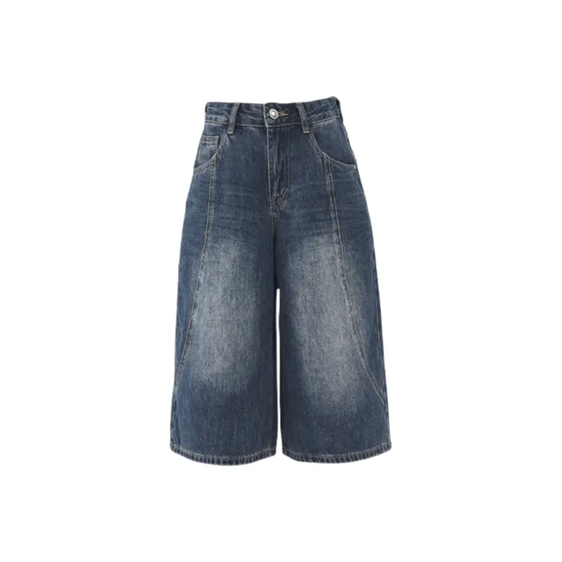 ZXZA Denim Shorts Women's Blue Gray-0