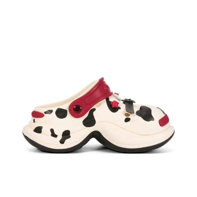 Ouder Sand Heart Cave Summer, Fashion Trend Vintage Versatile Beach Clogs Women's Black White-1