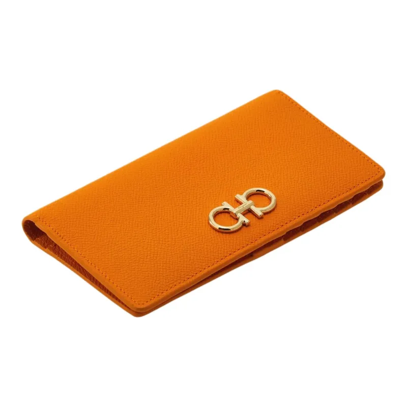 FERRAGAMO GANCINI Calfskin Wallet Women's Ginger Yellow-1