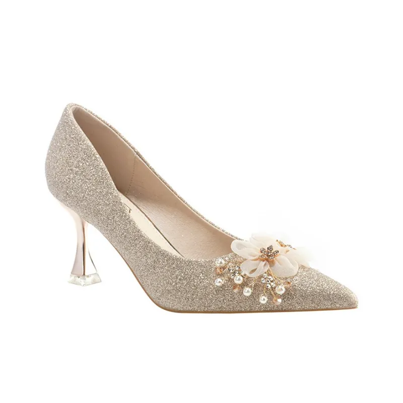 KATHRYN WILSON Slim Heel High Heels 7.5cm Women's Champagne-1