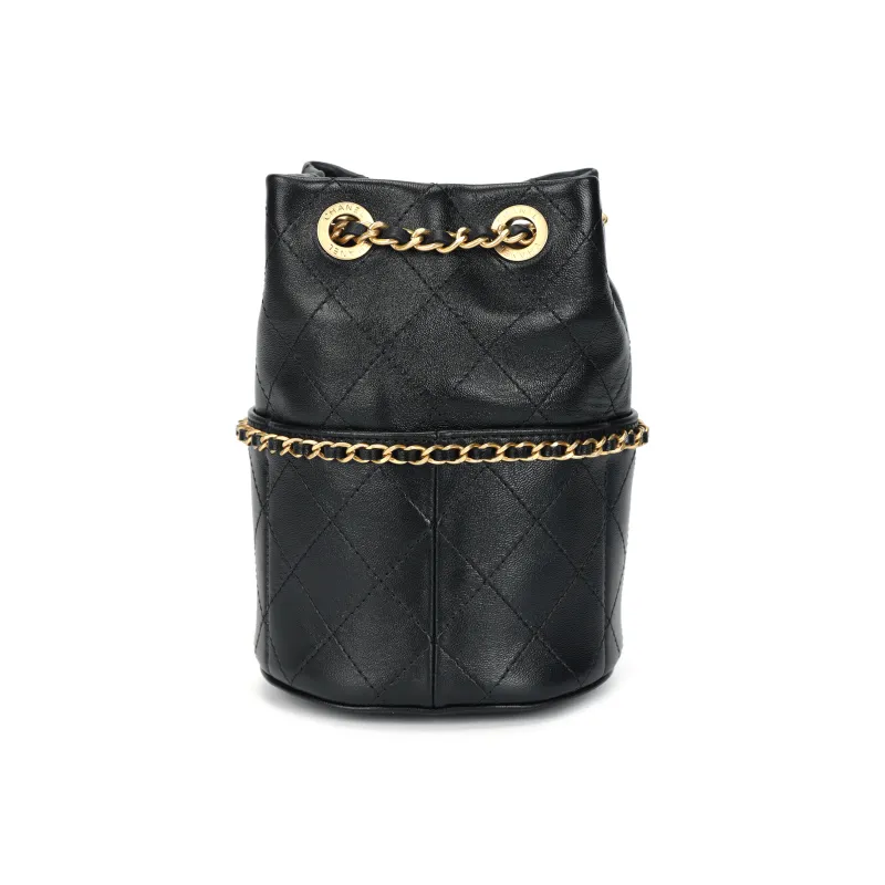 CHANEL Leather Bucket Bags Crossbody Bag, Shoulder Bag Women's Black-2