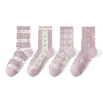 Caramella x BIDETULIANMING Mid Calf Socks Women's 4 Pack