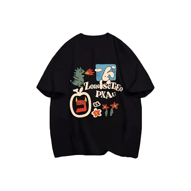 DOKZB Drop Shoulder Sleeve T Shirt Women's Black-0