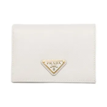 PRADA Saffiano Calfskin Wallet Women's White