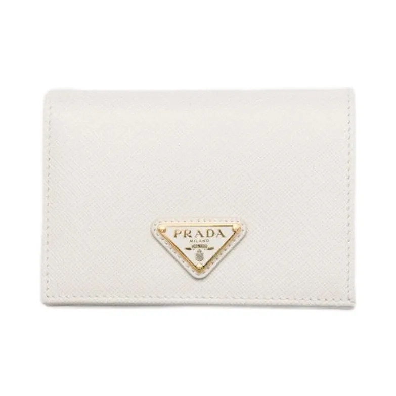 PRADA Saffiano Calfskin Wallet Women's White-0