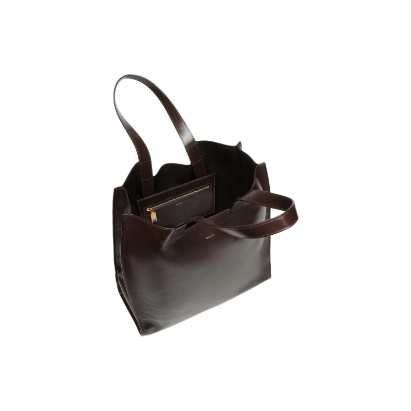 BALLY Calfskin Tote Bag, Shopping Bag, Handbag Men's Brown-3