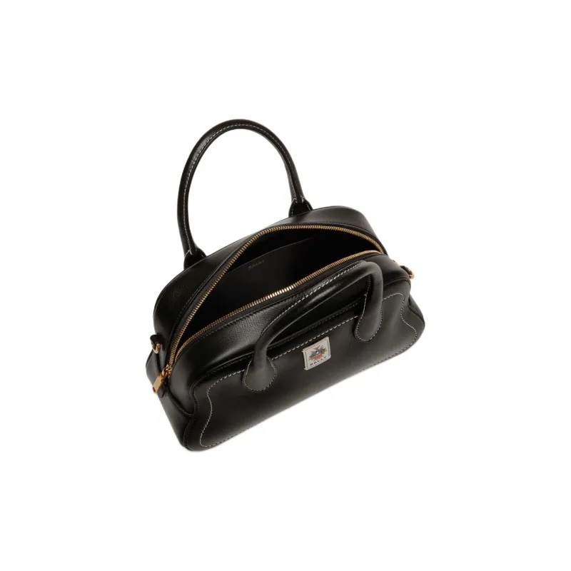 BALLY Grain Goat Leather Handbag Women's Black-3