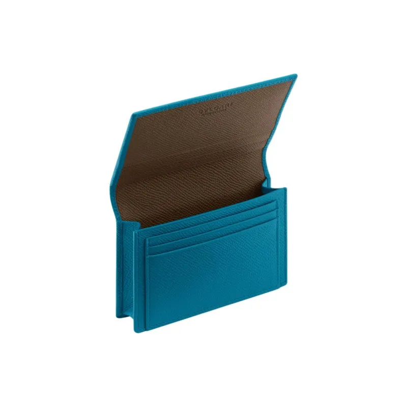 BVLGARI Calfskin Card Holder Men's Laguna Blue-2