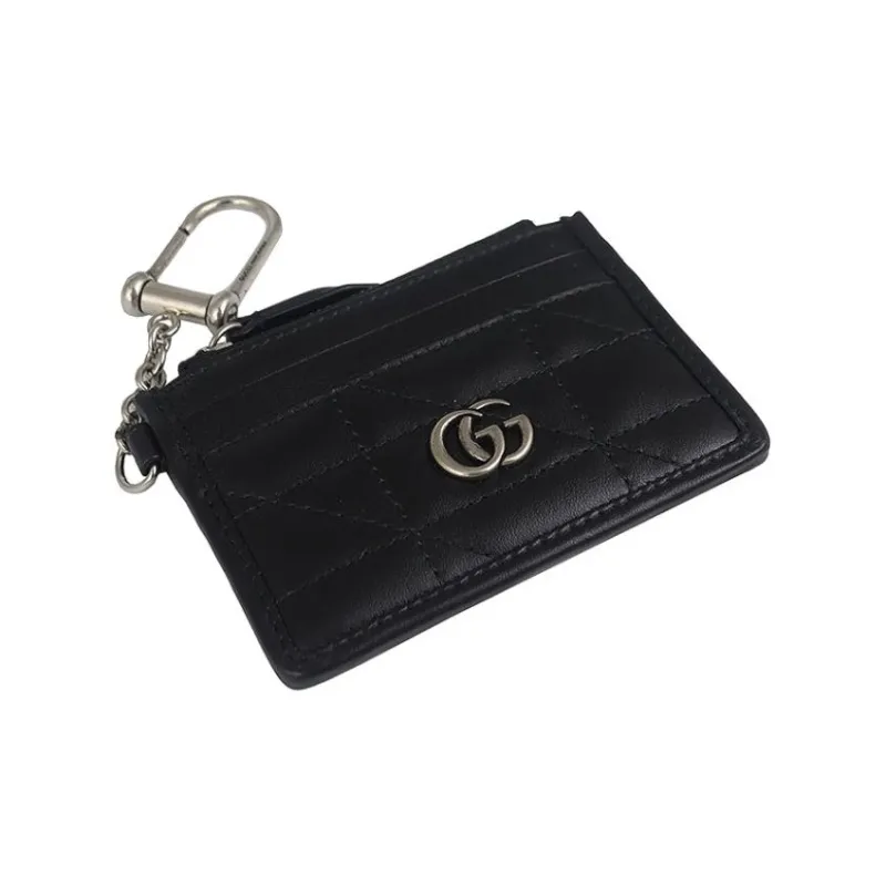 GUCCI Cow Leather Card Holder Women's Black-2