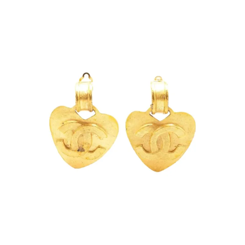 CHANEL 1995 Drop Heart Clip on Earrings-0