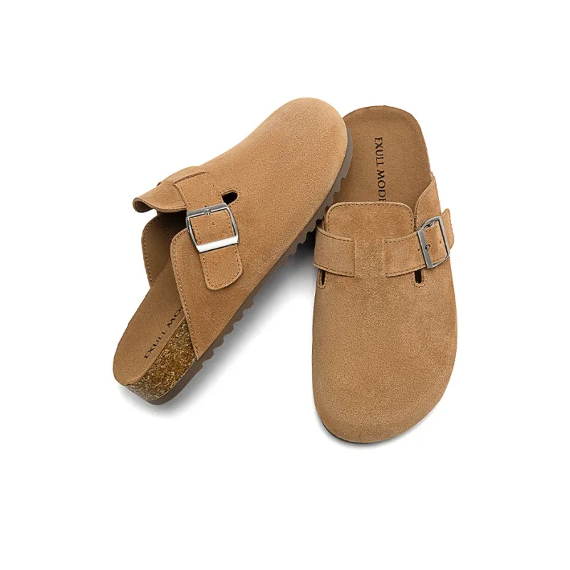 EXULL Q Stitching Odor Resistant Abrasion Resistant Slip Resistant Closed Toe Slippers Women's Brown-2