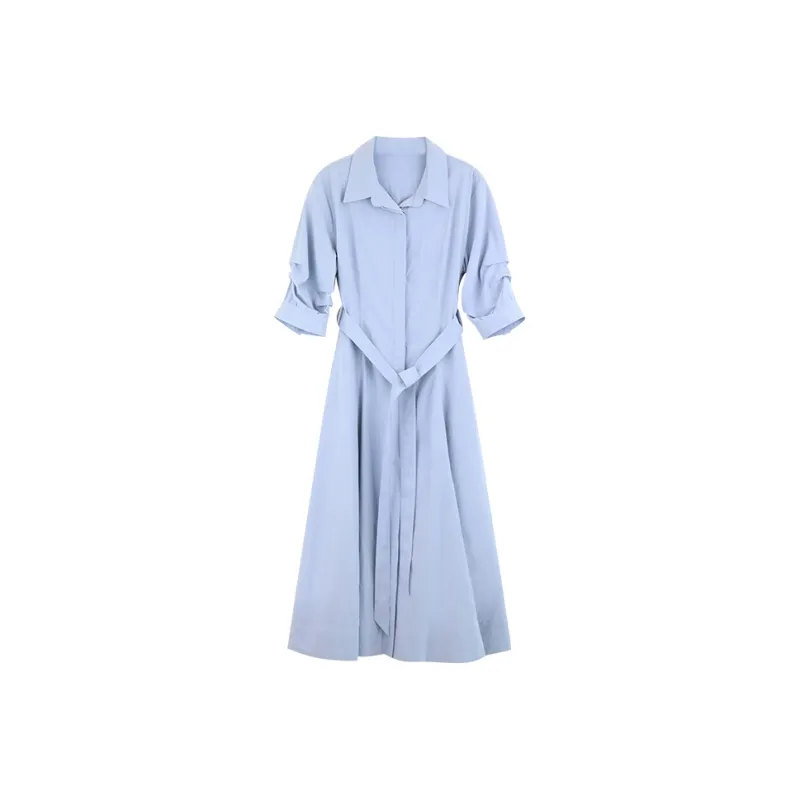 DianThia Lightweight Minimalist Style Short Sleeved Dress Shirt Women's-0