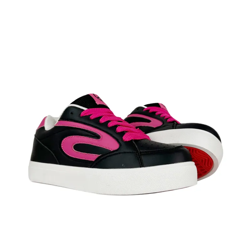 BKAE Slip Resistant, Abrasion Resistant, Lightweight Low Top Skateboard Shoes Unisex Black Rose Red Box-2