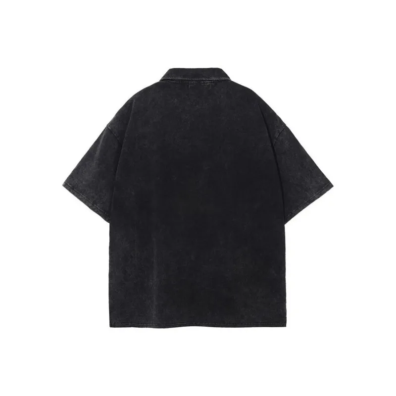 LUYUSHANYU Polo Shirts Women's Washed Black-1