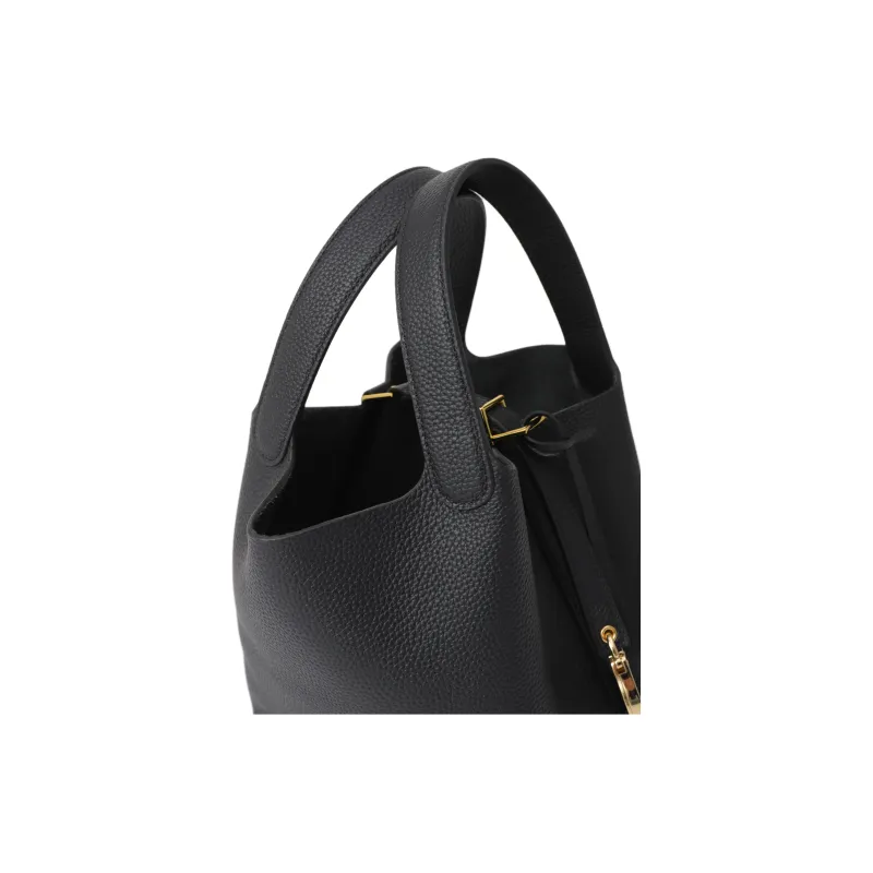 FION Cow Leather Handbag Women's Elephant Gray-9