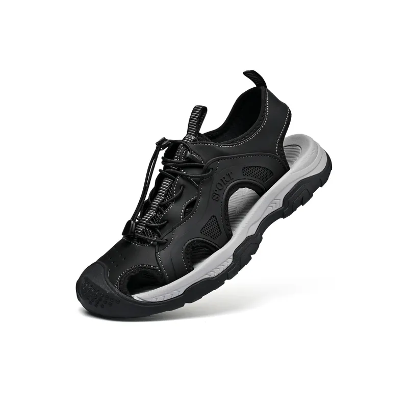 AIPSEN Anti Slip Wear Resistant River Trekking Shoes Men's Black-2