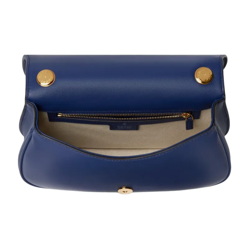 GUCCI Blondie Leather Shoulder Bag, Handbag Medium Size Women's Blue-4