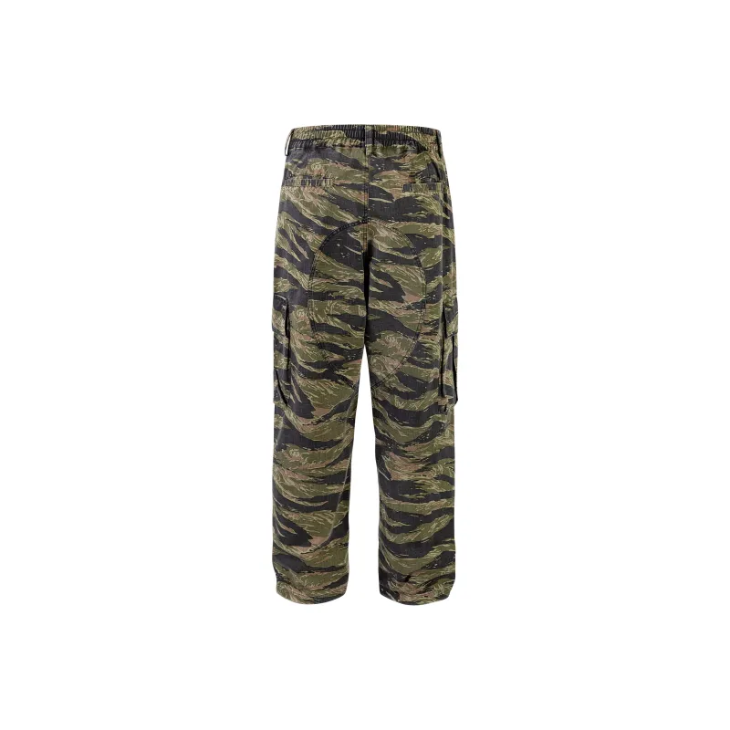 CoosRetro Casual Pants Men Green Camouflage-1