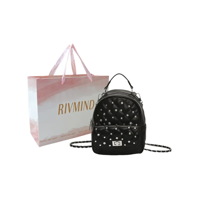 RIVMIND PU Backpack Regular Women's White/Black/Yellow/Pink-6