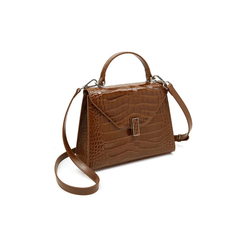 Old Man's Head Top Grain Cow Leather Crossbody Handbag Women's Multicolor-9