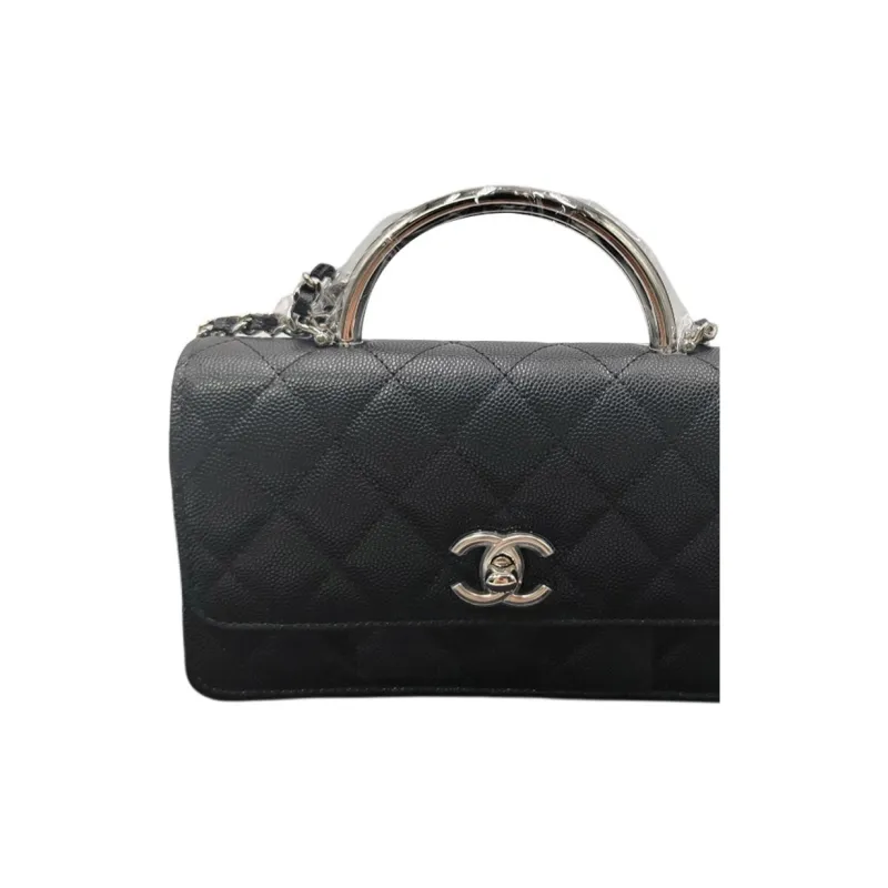 CHANEL Litchi Calfskin Shoulder Bag, Crossbody Bag, Handbag Women's Black-1