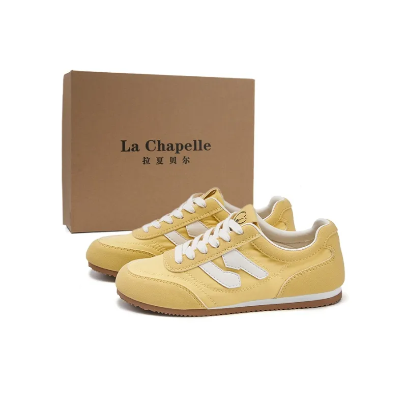 La Chapelle Slip Resistant, Abrasion Resistant, Lightweight, Breathable Low Top Skateboard Shoes Women's Yellow-0
