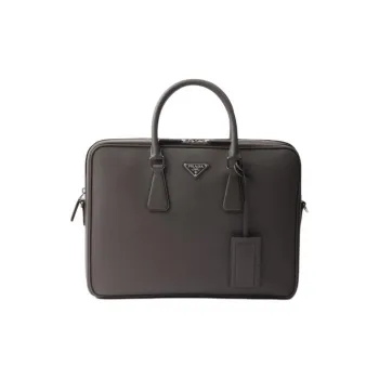 PRADA Calfskin Briefcase Men's Smoky Color