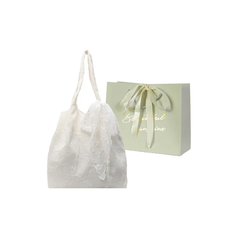 JIANGLIDA Oxford Shoulder Bag Women's Ecru/Green-0