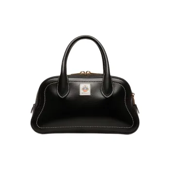BALLY Grain Goat Leather Handbag Women's Black