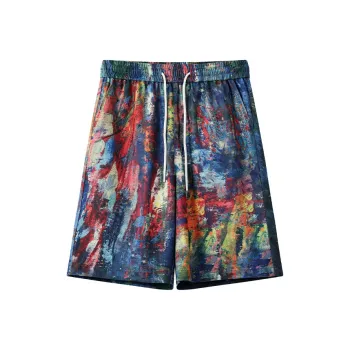 KEIRANDUN Casual Shorts Unisex Rainbow Graffiti