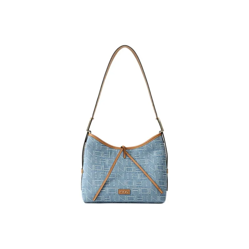 FION Fabric Shoulder Bag Women's Blue Shades-0