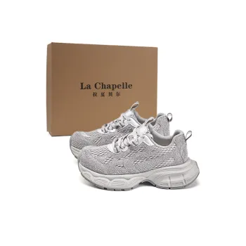 La Chapelle Abrasion Resistant, Breathable, Lightweight, Height Increasing Low Top Chunky Sneakers Women's Silver