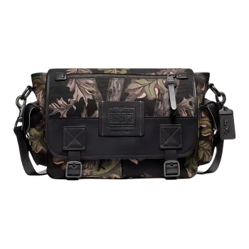 COACH Scout Canvas With Leather Messenger Bag Canvas Bag Shoulder Bag Crossbody Bag Large Size Women's Black