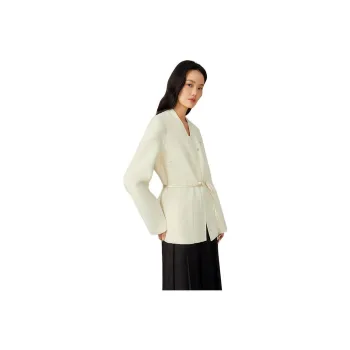 Yiner Cropped Coats Women's Cream White