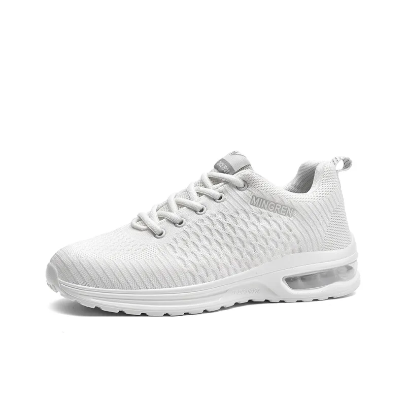 Binary Cushioning Rebound Lightweight Breathable Slip Resistant Low Top Casual Shoes Men's White-1