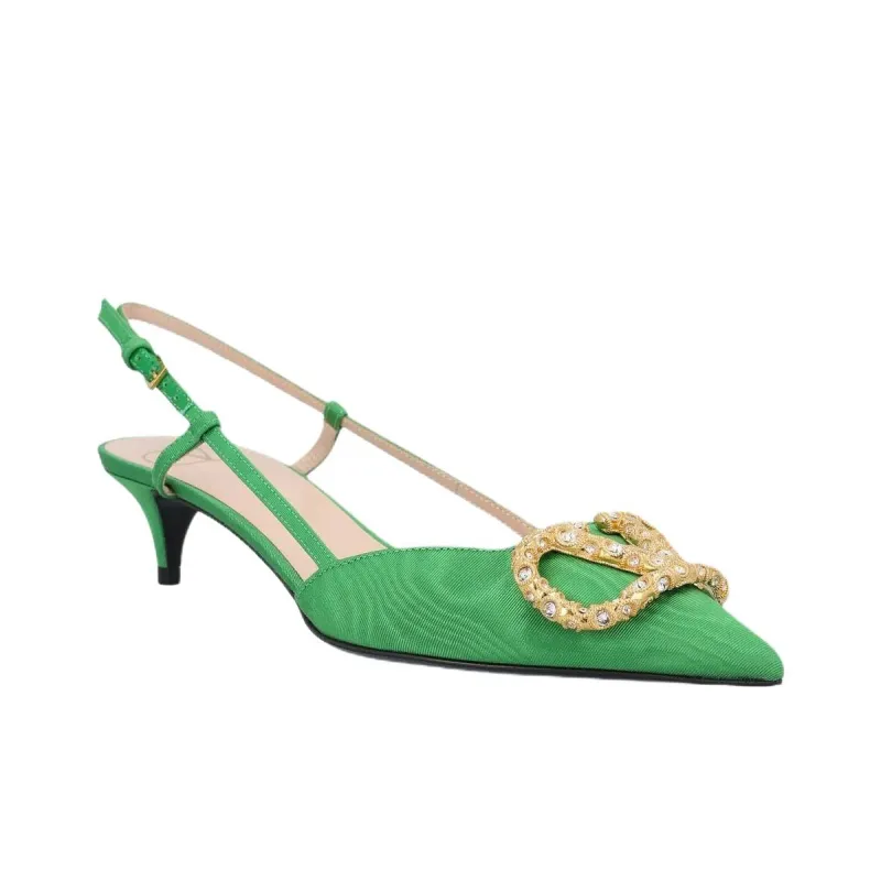 Valentino VLogo Signature Garavani Slim Heel High Heels 4cm Women's Green-2
