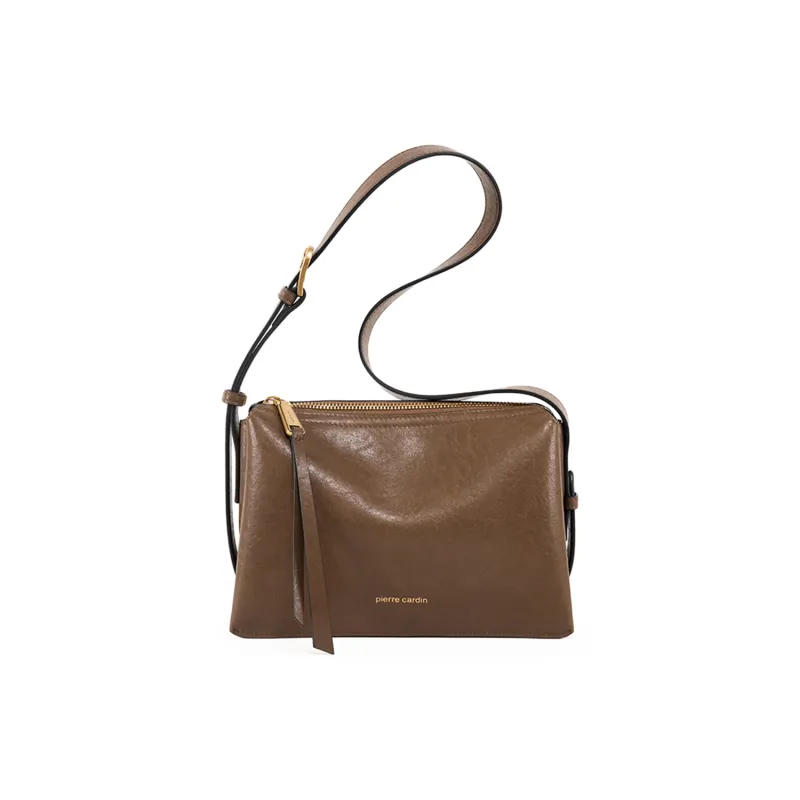 PIERRE CARDIN Top Grain Cow Leather Shoulder Bag, Crossbody Bag Regular Women's Black/Burgundy/Khaki-8