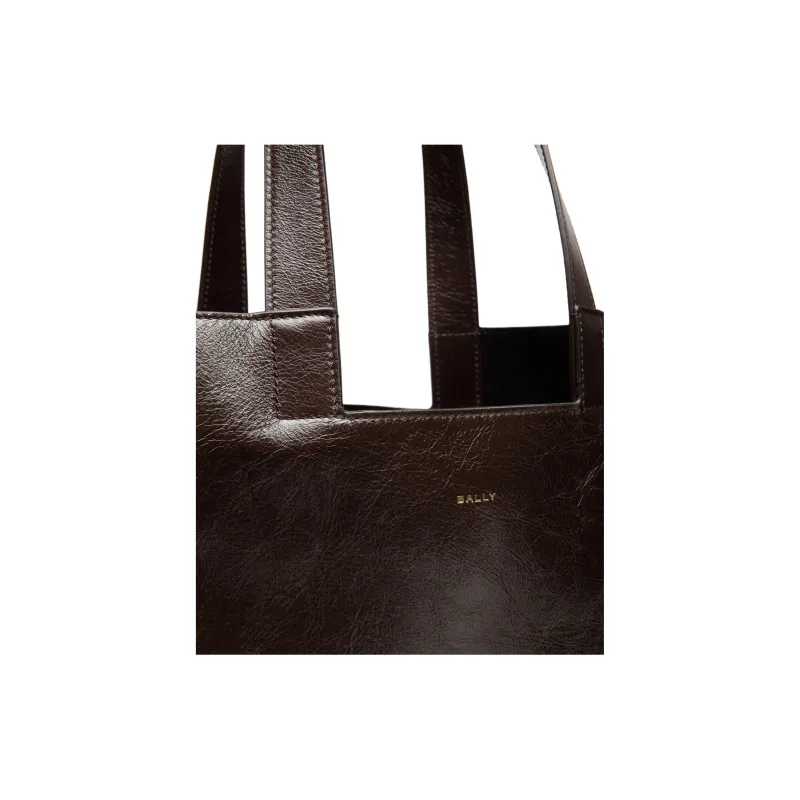 BALLY Calfskin Tote Bag, Shopping Bag, Handbag Men's Brown-4