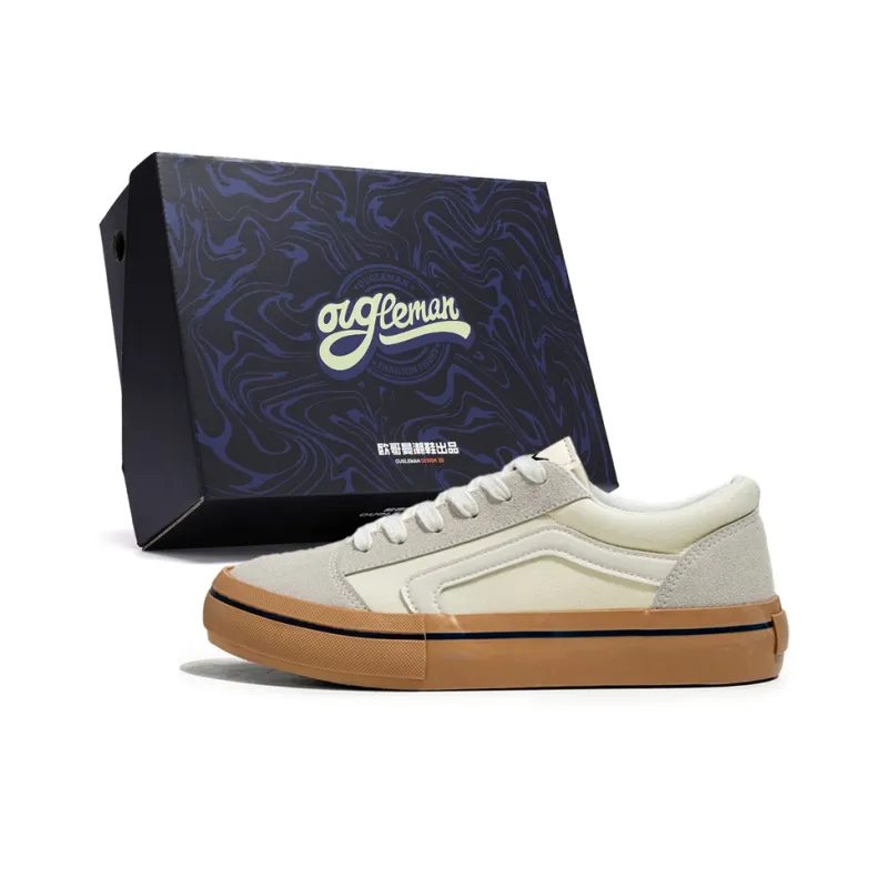 OUGLEMEN Coverage Abrasion Resistant Lightweight Breathable Slip Resistant Low Top Skateboard Shoes Men's Box-10