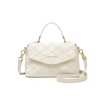 CNOLES Synthetic Leather Shoulder Bags Handbags Women's Iridescent Milk White
