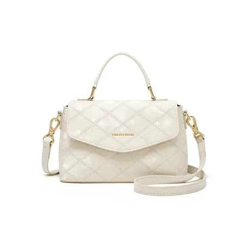 CNOLES Synthetic Leather Shoulder Bags Handbags Women's Iridescent Milk White