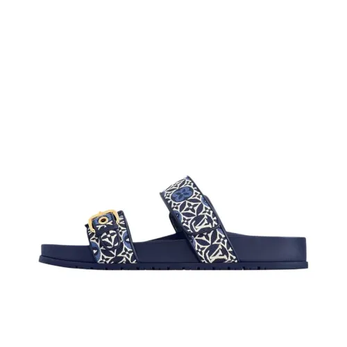 LOUIS VUITTON Bom Dia Slide Slippers Women's Marine Gaga