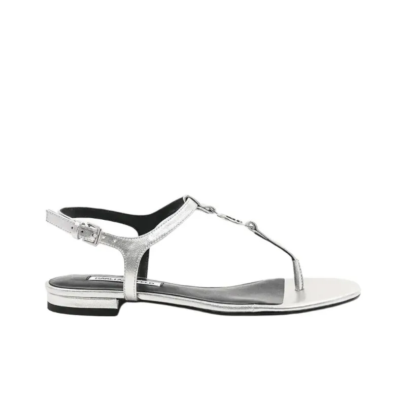 KARL LAGERFELD One Strap Sandals Women's Silver-1